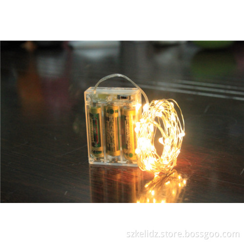 4.5V Hot Selling Battery Power 4m Long 40 LED Indoor Decoration Christmas Silver LED String Bright Yellow Light